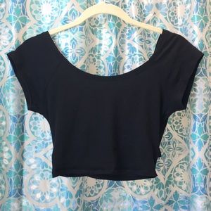 Black crop top with crossed back